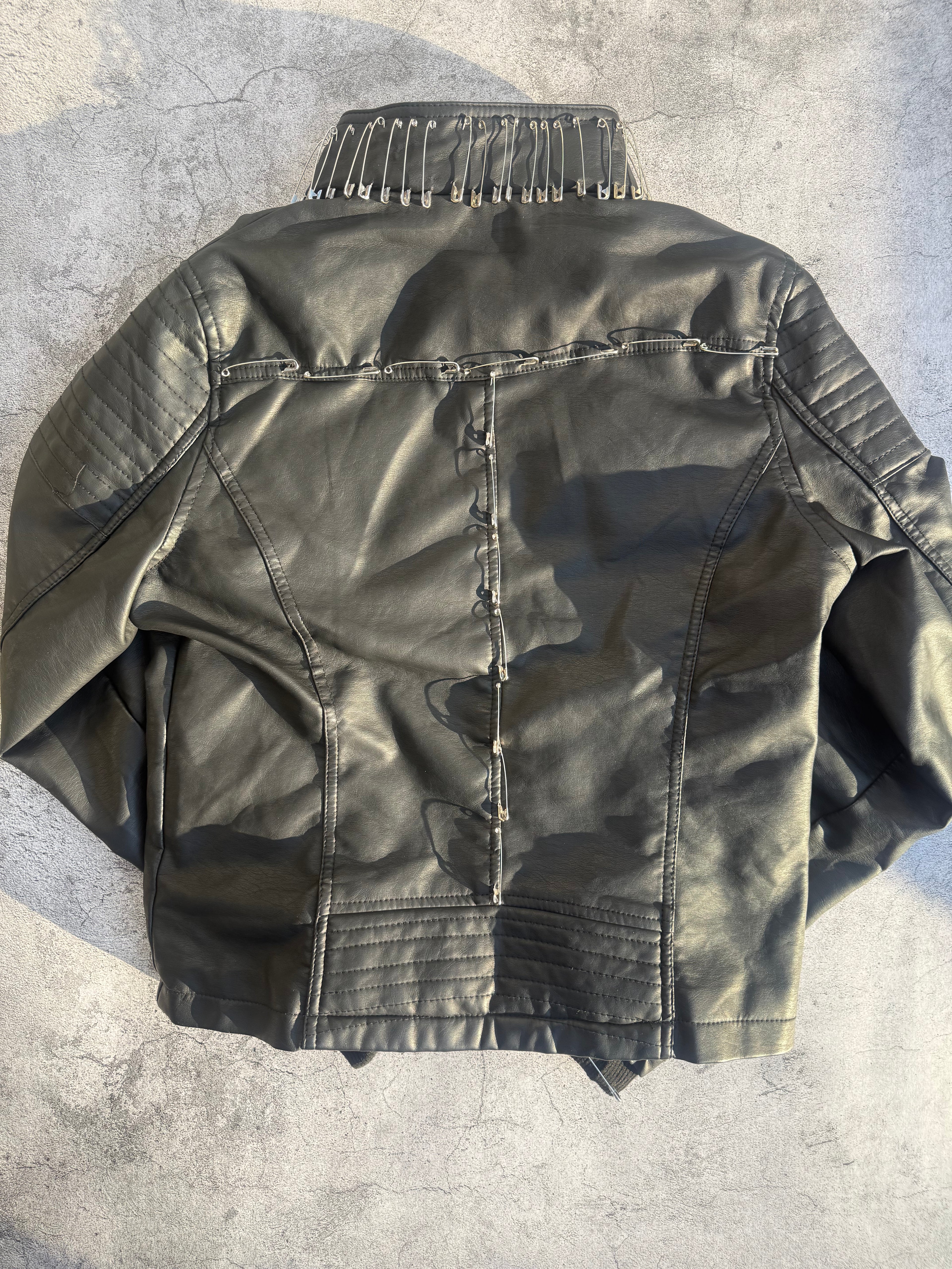 PIERCED CHIEVE LEATHER JACKET