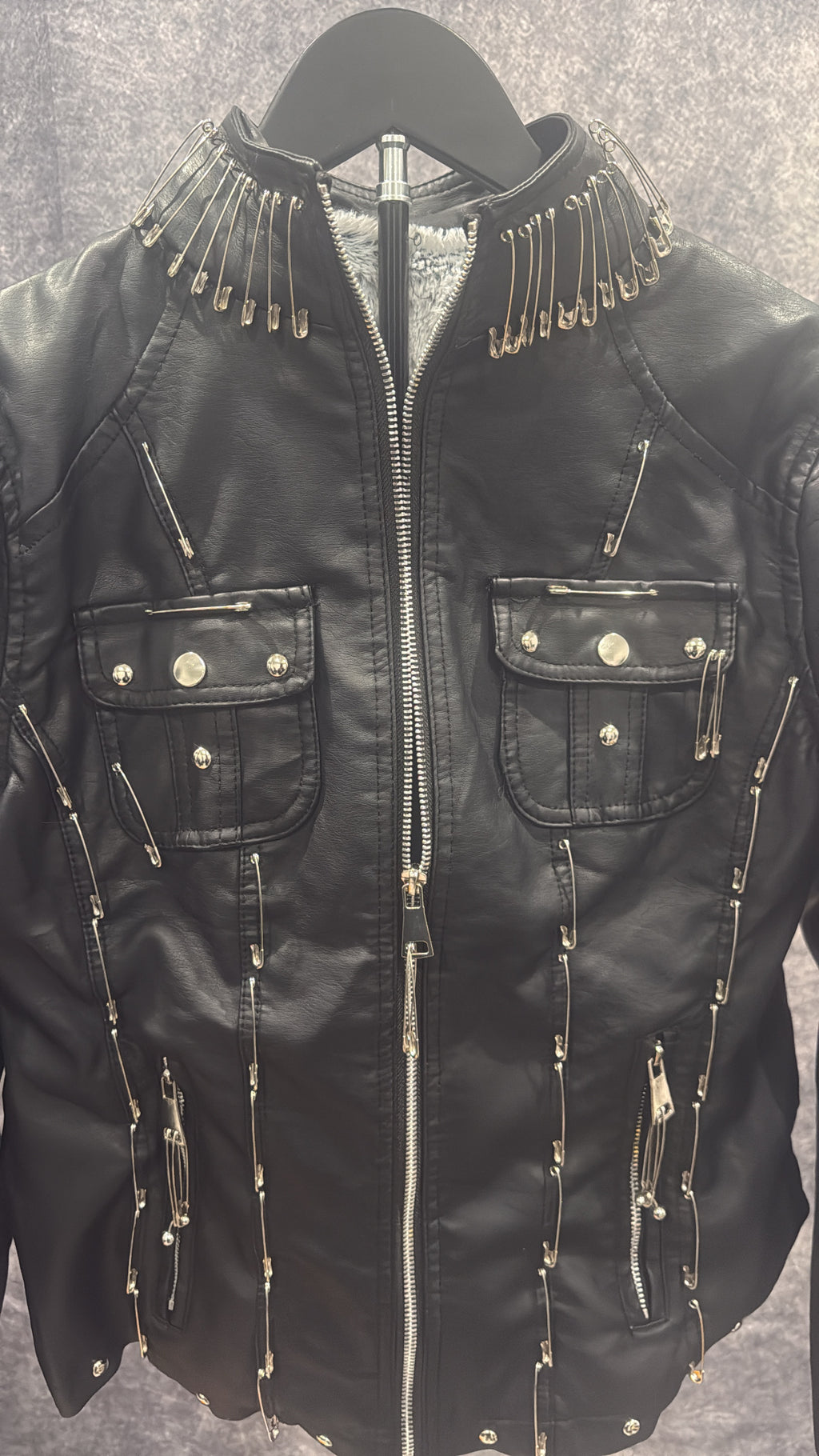 PIERCED CHIEVE LEATHER JACKET